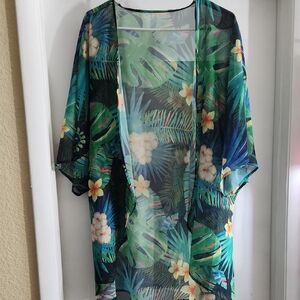 Tropical Sheer Kimono Cover-Up